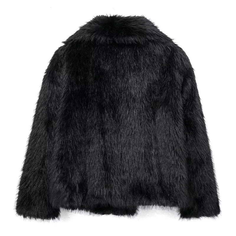 TRAF Women’s Faux Fur Plush Winter Coat